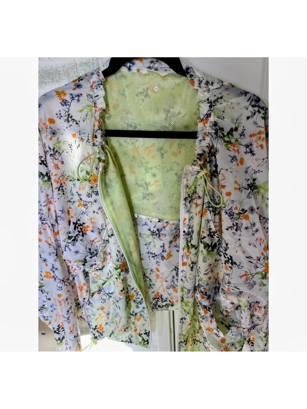 Stori Rise In Bloom Floral Running Athletic Windbreaker Rain‎ Jacket Drawstring - Picture 6 of 9